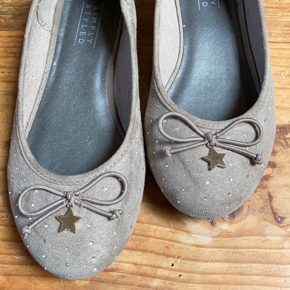Simply Styled Taupe faux suede ballet flats